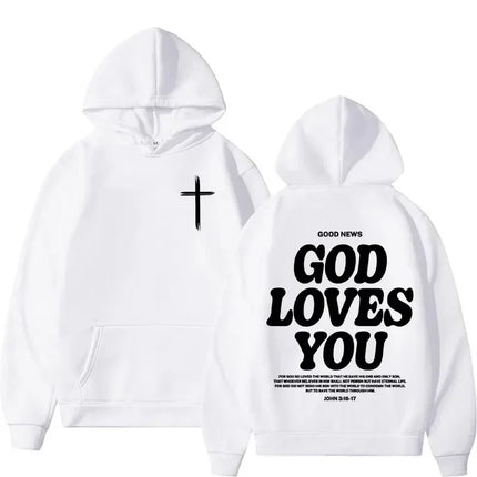 God Loves You Hooded Men's/Women's Autumn/Winter Retro Streetwear Y2K Harajuku Casual Outdoor Fitness Hiking Pullover Hooded