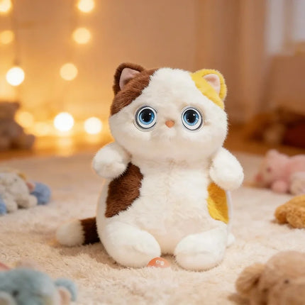 AI  Cat Plush Toy Touch  Glowing Eyes Wagging Tail Multilingual Intellectual Kids Companion Gift For Children