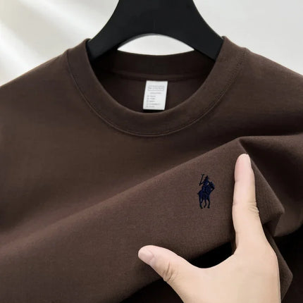 100% pure cotton short sleeve round neck men's T-shirt hot selling luxury brand summer exquisite pony embroidery breathable top