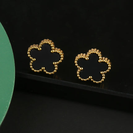 INS Hot Sale Stainless Steel Five Laef Flower Clover Bracelet Jewelry Set Necklace Earrings For Woman Daily Wear Brand Jewelry