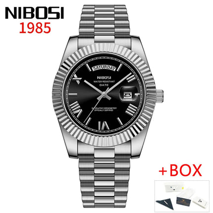 NIBOSI Brand Luxury Gold Red Quartz Watch for Men, Stainless Steel, Waterproof, Luminous, Date, Week, Fashion Men's Watches, Reloj Hombre