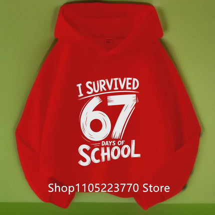Spring And Autumn Single Casual Fashion Christmas #67 Boys Black Hoodie, Six Seven, Hand Support 67 Cartoon Print Pattern