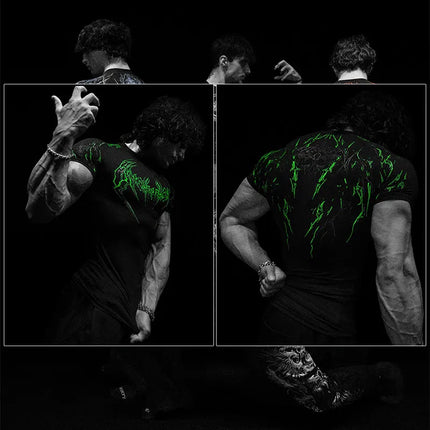 Dark Dragon Slayer Men's 2026 Summer New Fitness Clothes Speed Drying Running Printed Compression Clothes Sports T-shirt