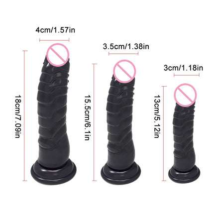 Realistic Black Dildo with Strong Suction Cup Base, Soft Penis Sex Toy for Women and Men, Hands-Free Anal Vaginal Adult Toy in M