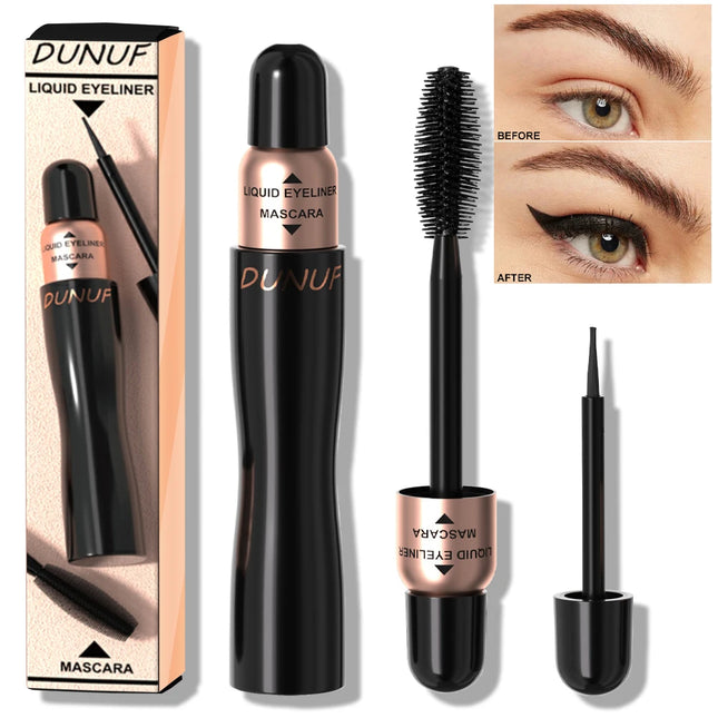 2-in-1 Double-ended Eyeliner Mascara | Matte Black Waterproof | Smudge-proof Quick-drying Ultra-fine | Volumizing Curling Y2K