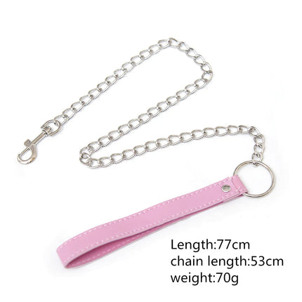 Sexy Collar And Steel Leash Leather Bdsm Fetish Bondage Restraints Adult Game Collars Sex Toys Slave Erotic Neck Ring products