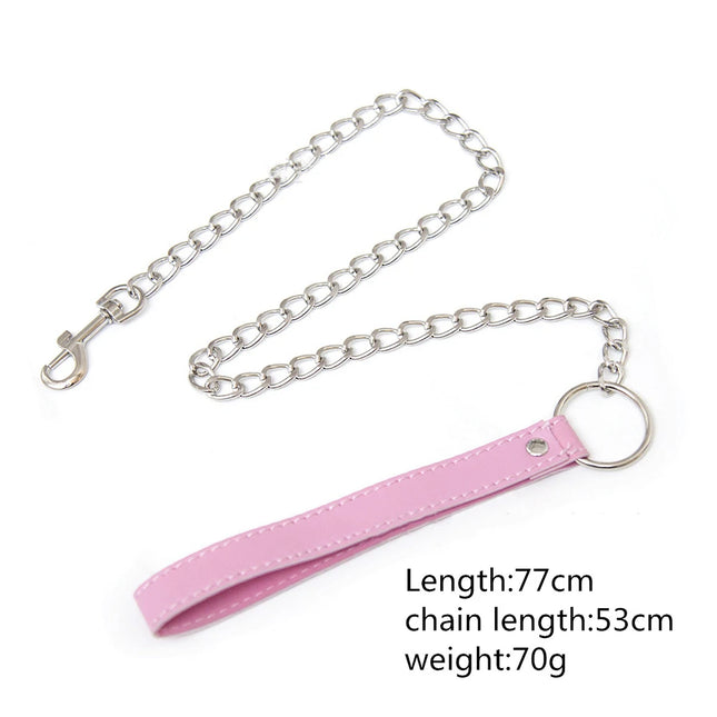 Sexy Collar And Steel Leash Leather Bdsm Fetish Bondage Restraints Adult Game Collars Sex Toys Slave Erotic Neck Ring products