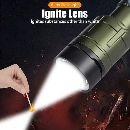 Flashlight Lighter & Power Bank Combo,Rechargeable,Zoomable Super Bright Beam,5 Modes Flashlight for Outdoor Camping Emergency