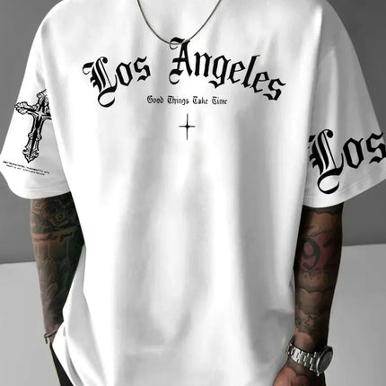 2025 Summer New Men's T-shirt Casual fashionable simple letter print outdoor street trend men's T-shirt