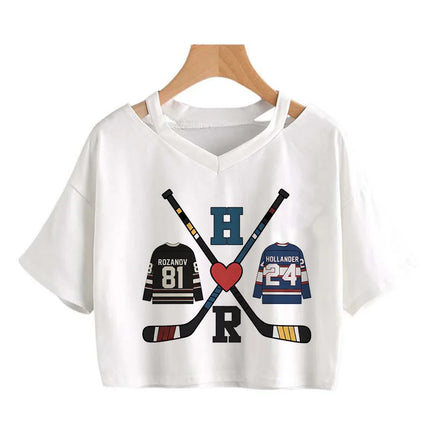 Hot Heated Rivalry Print Cropped T Shirt Women Sexy Graphic CropTops Gothic Vintage T-Shirt Fashion Y2k Streetwear Clothing