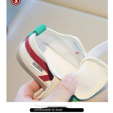 Spring and Autumn 2024 New Korean version of indoor girls canvas shoes soft-soled children's baby toddler shoes children's shoes