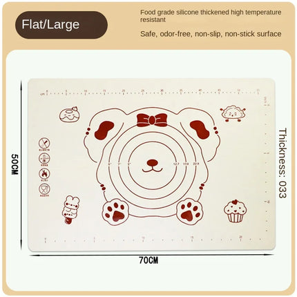 Food Grade Silicone Kneading Mat Cute Bear Anti Slip Rolling Pastry Board Large Baking Panel Household Kitchen Tools