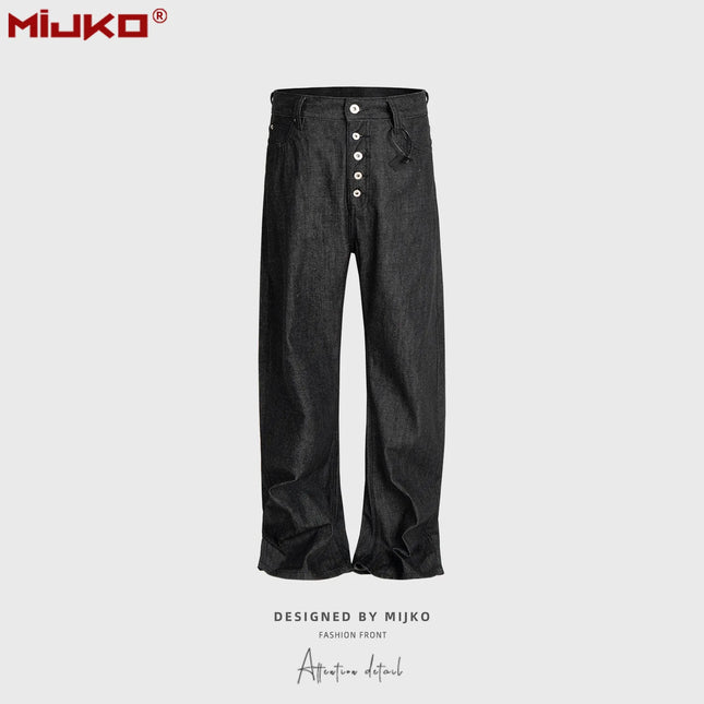 MIJKO BootCut Original Jeans Wide Leg Trousers Straight Button Design ZJ124