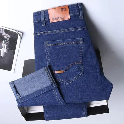 Spring Autumn New Mens Black Blue Pants Pure Color Stretch Jeans Street Casual Slim Fit Trousers Male Wash Skinny Jeans for Men