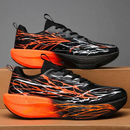 New Couple Sports Shoes Heartbeat Popcorn Carbon Plate Soft Sole Running Shoes for Men Women Fashion Casual Student Sneakers