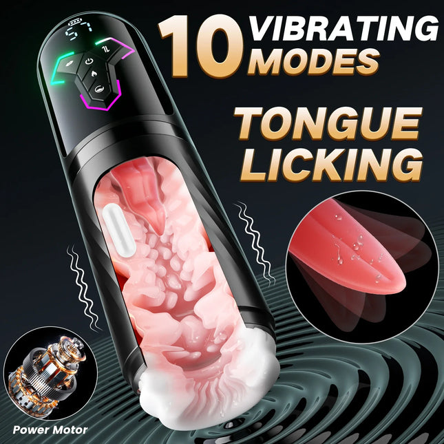 Telescopic Sucking Licking 4 IN 1 Masturbator Cup Vagina Masturbation Blowjob Adults Sex Toy for Men Piston Automatic Mastubator