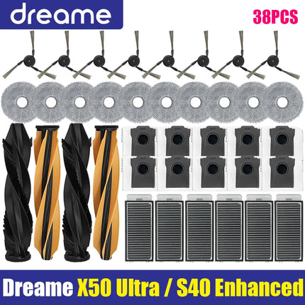 Dreame X50 Ultra / S40 Enhanced Edition Vacuum Cleaner Parts Main Roller Side Brush Hepa Filter Mop Cloth Dust Bag