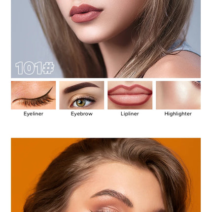 Beauty GlazedMulti-Function Beauty Glazed 4-in-1 Makeup Pen Waterproof Cosmetic Pencil for Eyeliner Brow Lip Highlighter
