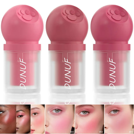 DUNUF Creamy Cat Paw Blush Trio Buildable Pigment Long Lasting Natural Finish Vegan Cruelty Free Makeup Essential