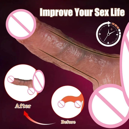 Penis Sleeve Food Grade Silicone Penis Extender Delay Ejaculation Adult Sex Toy Couples Pleasure Reusable Condom Cock Dick Ring