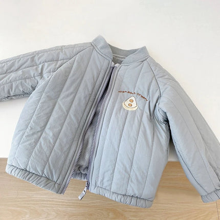 Toddler Baby Boy Girl Jackets Spring Autumn Long Sleeve Embroidery Fleece Cotton Kids Coats Outerwear Children Clothing