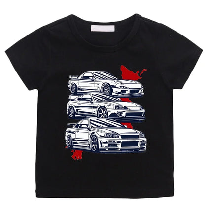 Cartoon Japan Anime Initial D T-shirt Kids Car Print Casual for Children Unisex Fashion T-shirts for Girls Boys Graphic Tee