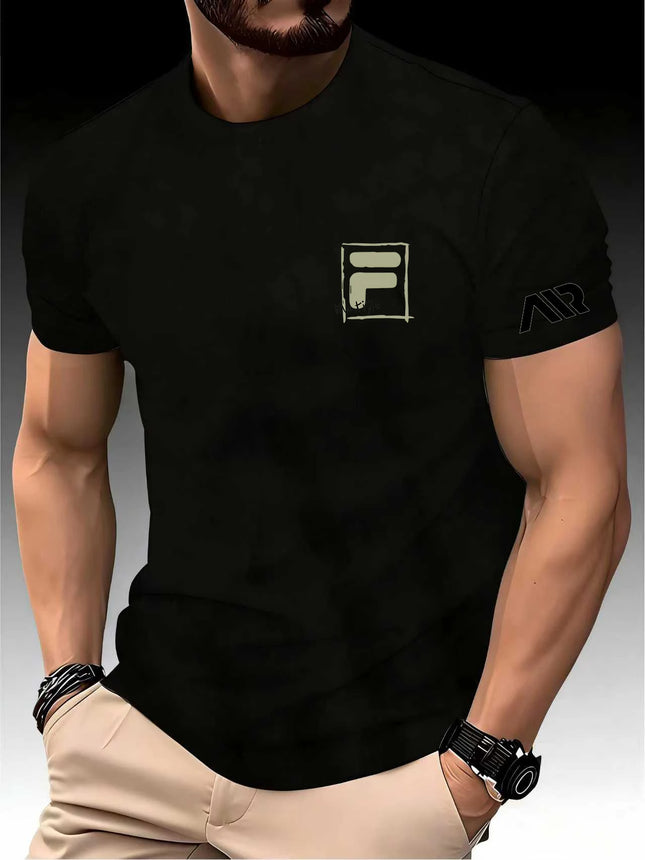 New Men's Spring/Summer Exercise print T-shirts High Trainer Grade Breathable Quick Dry Short Sleeved Top Marathon Gym Fitness