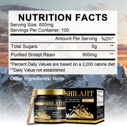 100% Pure Natural Original Shilajit Resin Himalaya Support Hormone Balance for Men & Women Support Immunity,Heart & Skin Health