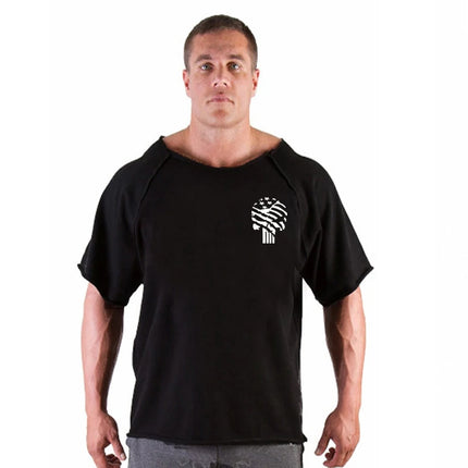 Men's Clothes Bodybuilding Clothing Casual Oversized T-shirt Male Loose Vintage Cotton Summer Top Breathable Tops Running Gym