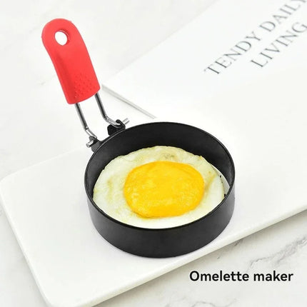 Round Omelette Maker Mold, Nonstick Folding Handle Omelette Pan, Thickened Kitchen Tool for Easy Egg Cooking