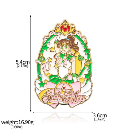 Anime Cartoon Moon Tsukino Usagi Enamel Keychain Necklace for Women Girl Magic Brooch Aino Minako Pin Cosplay Jewelry Gift