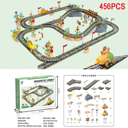 Magnetic Tiles Road Car Boys Toys Building Blocks Electric Rail Car Construction Game STEM Activity Playset Montessori Kids Toys