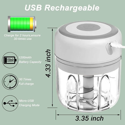 Mini Crusher Chopper USB Charging Garlic Mincer Electric Garlic Chopper Powerful Ginger Garlic Onion Meat Masher 100/250mL