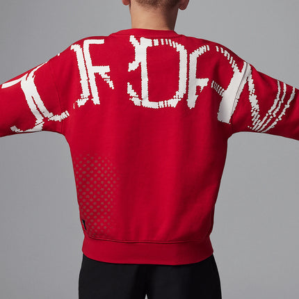 Nike Official Genuine JORDAN Big Kids Knit Pattern Round Neck Warm Sweatshirt IF3740-687