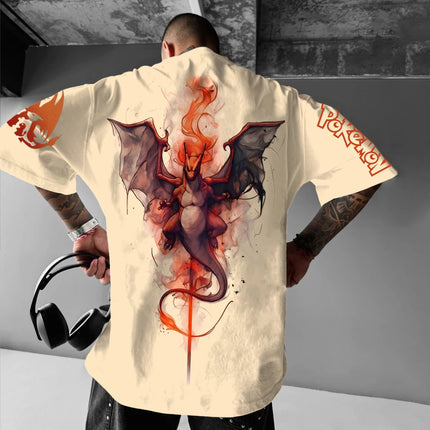 Summer Anime Pokémon Cosplay T-Shirt Cotton Short Sleeve Tops Casual Loose Retro T-Shirt Men Women Family Matching Outfits Tops