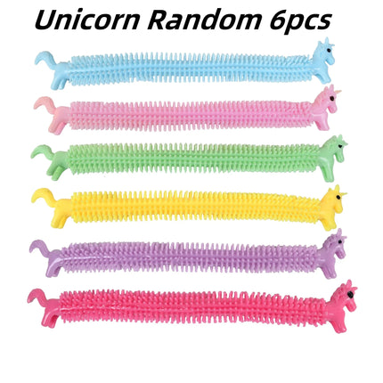 3/6pcs Worm Noodle Stretch String TPR Rope Anti Stress Toys String Fidget Autism Vent Toys Squishy for Children Christmas Gifts