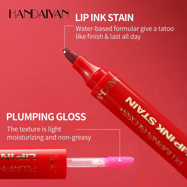 Lip Pencil Liquid Liner Double Head 2in1 Waterproof Tint Nude Oil Plump Gloss Mirror Lasting Moisturizing