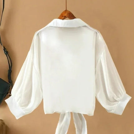 Plus Size Women Loose Casual Lightweight Shirts Long Sleeved Collared Tops Skin-friendly Elegant Clothing Fashion Blusa Feminina