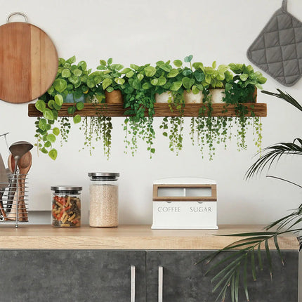 Green Leaves Plant Branch Wall Stickers Bedroom Living Room Background Wall Decoration Home Decor PVC Mural Art Decals Wallpaper