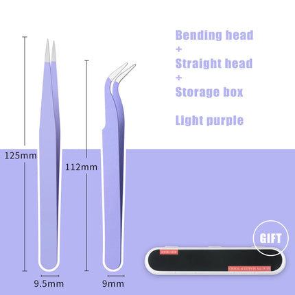 Colored Anti-Static Tweezers For Eyelash Extension Eyebrow Stainless Steel Set Beauty Precision Tweezers Makeup Kit Repair Tools
