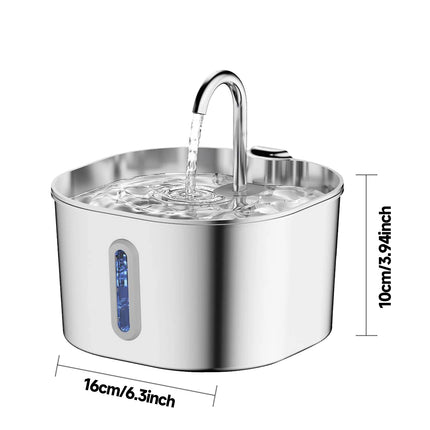 2.2L Stainless Steel Cat Water Fountain,Pet Water Dispenser With Filter,Dog Drinking Fountain For Cats,Ultra Quiet Water Pump