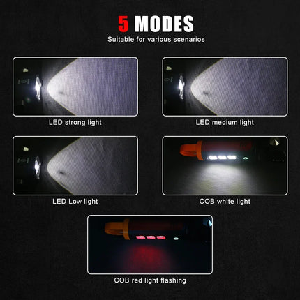 5-in-1 Tactica lLED Flashlight w/ Safety Hammer & Seatbelt Cutter, SOS Strobe,Rechargeable Survival Gear for Outdoor EDC Defense