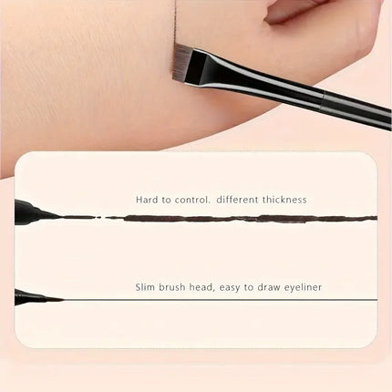 3Pcs Angled Eyeliner Brush Set - Micro-Fine Tip for Brows & Cut Crease, Vegan Professional Makeup Brushes (Studio Quality)