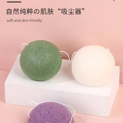 Face Washing Sponges Beauty Makeup Tools for Women Face Cleaning Sponge Heart Round Shape Konjac Cleaning Exfoliator Puff Purple