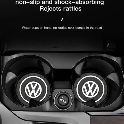 2Pcs Car Interior Coasters Silicone Water Cup Anti-slip Mats For VW Tiguan Arteon Taigo Caddy CC e-up! Golf Polo Passat Amarok