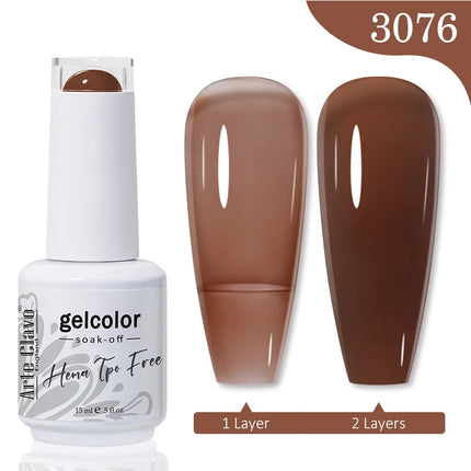 Arte Clavo Red Brown Gel Nail Polish 15ml Autumn Series Base Top Coat Soak Off UV Gel Semi Permanent Varnishes Design Nail Art