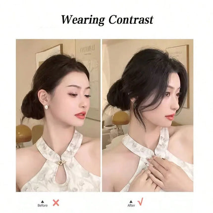 10Inch Middle Parted Synthetic French Bangs Hair Extension Left&Right Side Bangs With Seamless BB Clips Easy Clip In Fringe Hair