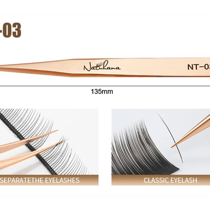 NATUHANA Anti-static Straight Eyelash Extension Tweezers Industrial Precision Curved Straight Lash Eyebrow Tweezers Makeup Tools