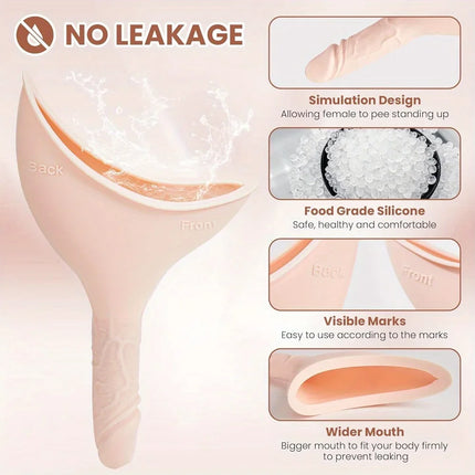 Female Urination Device Reusable Silicone Female Urinal Women Pee Funnel Women to Pee Standing Up for Travel and Outdoor