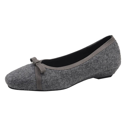 Fur Lining Women Flats Shoes Concise Round Toe Butterfly-knot Shoes Comfort Soft Sole Outdoor Shoes 2026 Spring Autumn Loafer